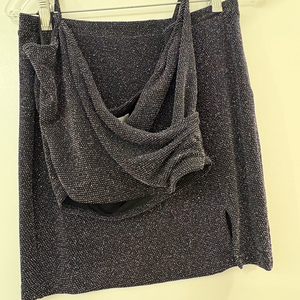 BP Black Sparkle Textured Mini Skirt and Top Set